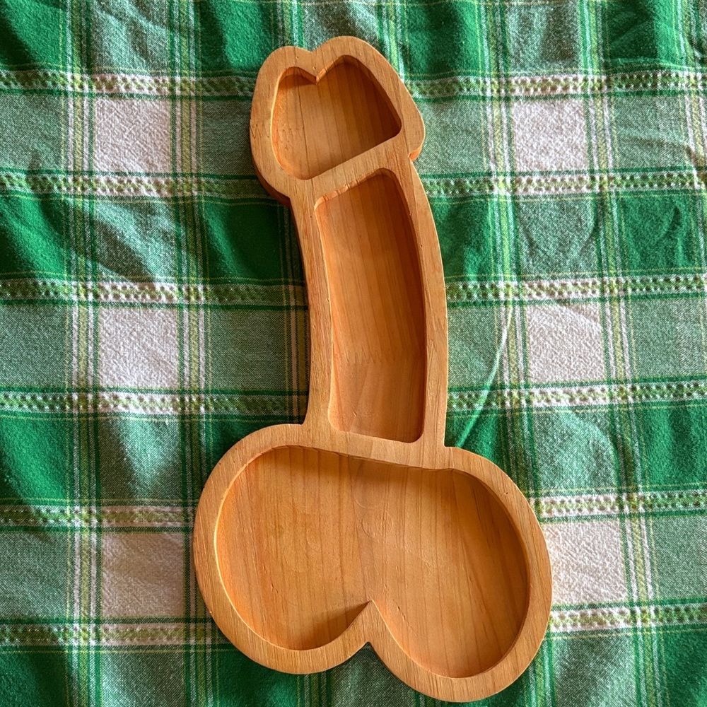 Novelty Wood Serving Tray - Phallic Shape